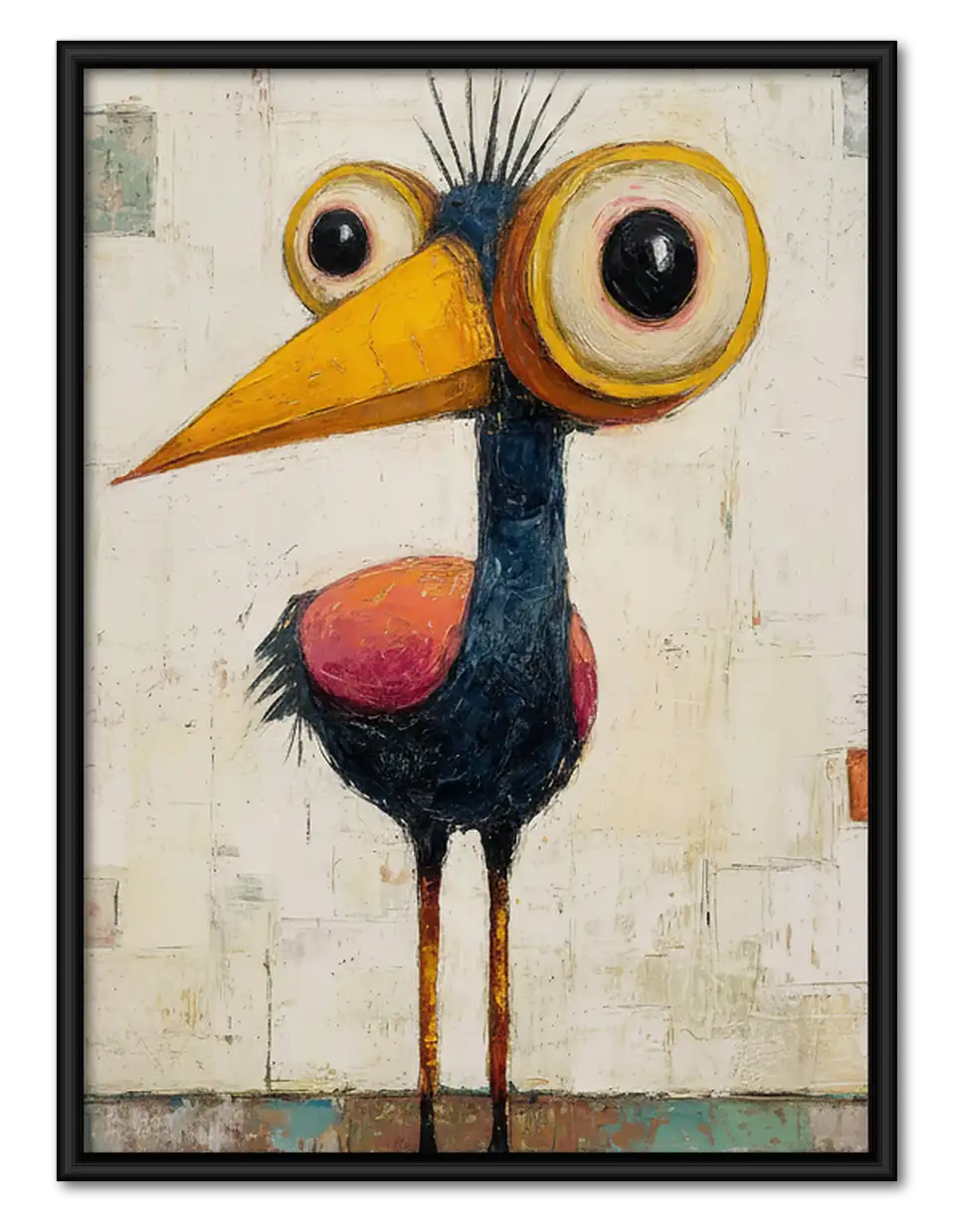 Wide-Eyed Colorful Bird Wall Art 1