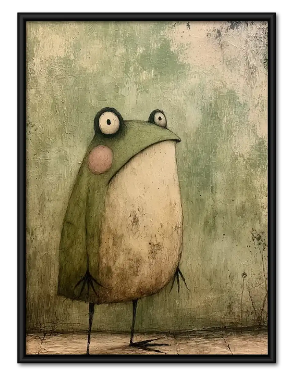Wide Eyed Green Frog Portrait Wall Art 1