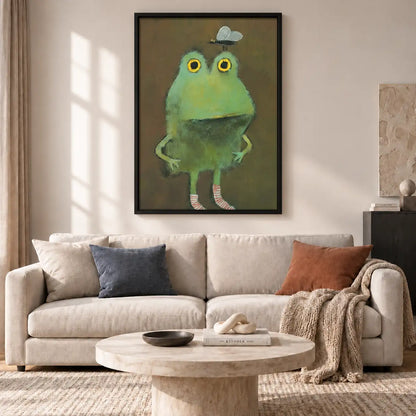 Wide Eyed Green Frog Standing Portrait Wall Art 2