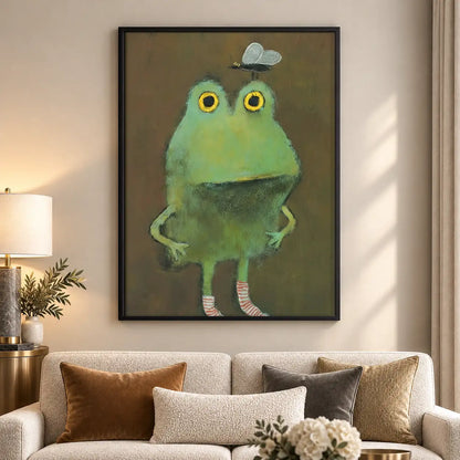 Wide Eyed Green Frog Standing Portrait Wall Art 5