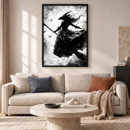 Wild Witch Flying on Broomstick Wall Art 2