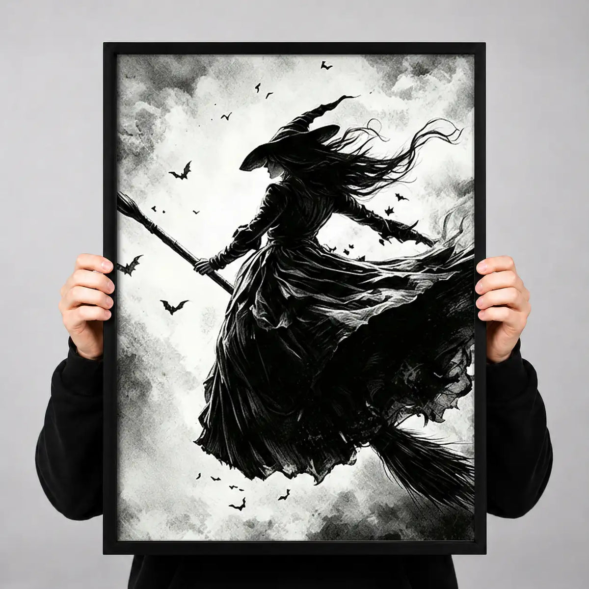 Wild Witch Flying on Broomstick Wall Art 3