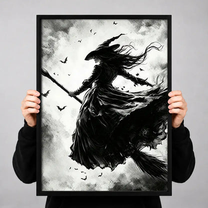 Wild Witch Flying on Broomstick Wall Art 3