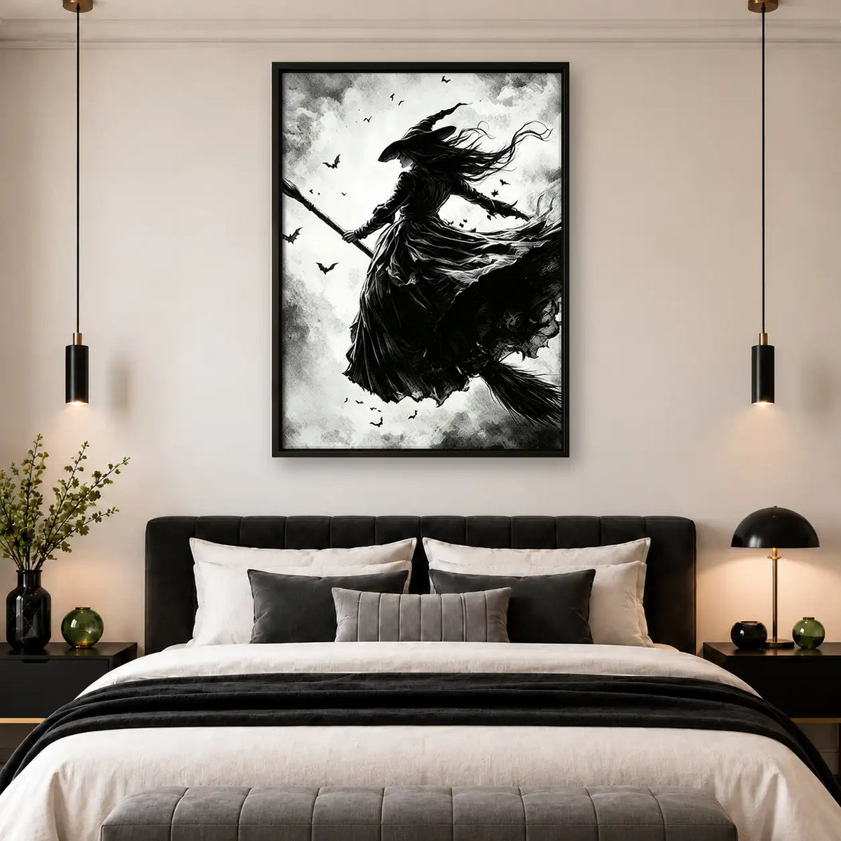 Wild Witch Flying on Broomstick Wall Art 4