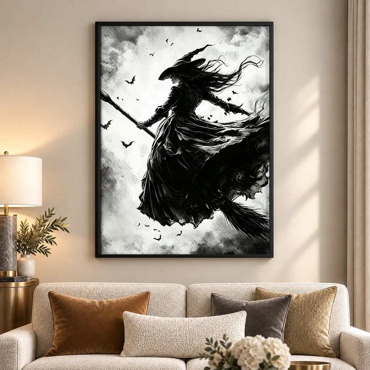 Wild Witch Flying on Broomstick Wall Art 5