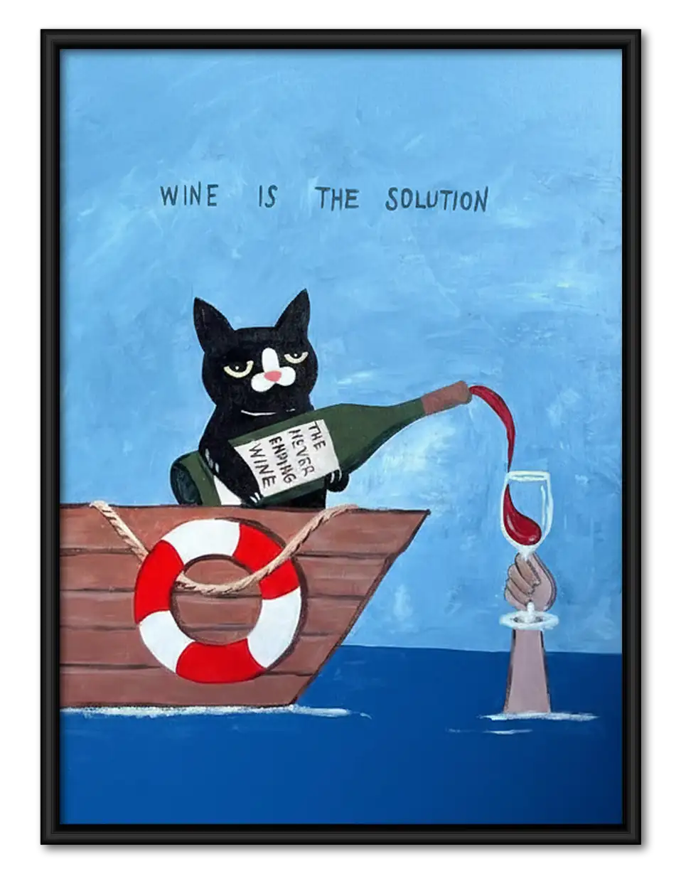 Wine of the South Black Cat Sailor Wall Art 1