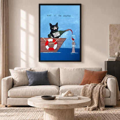 Wine of the South Black Cat Sailor Wall Art 2