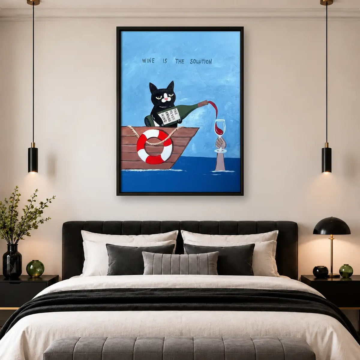 Wine of the South Black Cat Sailor Wall Art 4