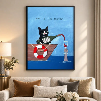 Wine of the South Black Cat Sailor Wall Art 5