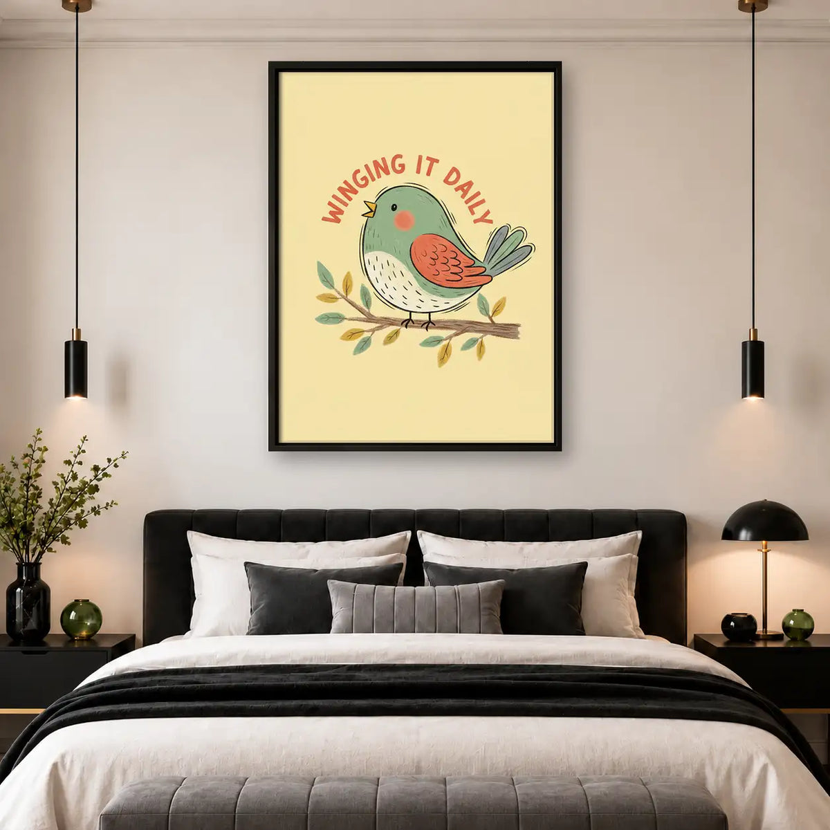 Winging It Daily Orange Bird Wall Art 4