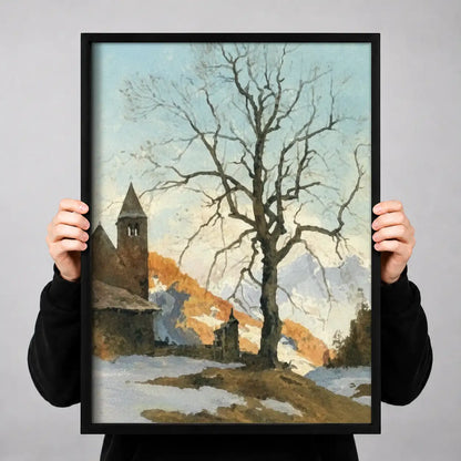 Winter Village with Bare Tree Wall Art 3