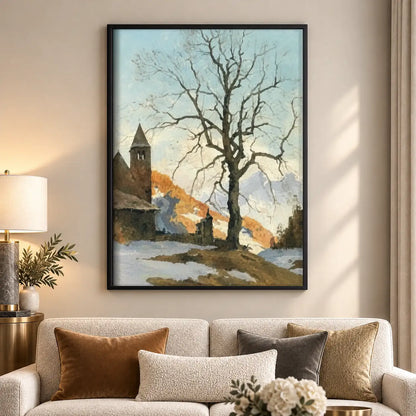 Winter Village with Bare Tree Wall Art 5