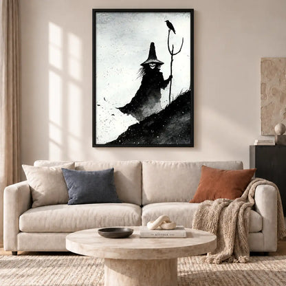 Witch and Black Cat Brush Silhouette Wall Art 2
