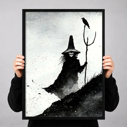 Witch and Black Cat Brush Silhouette Wall Art 3