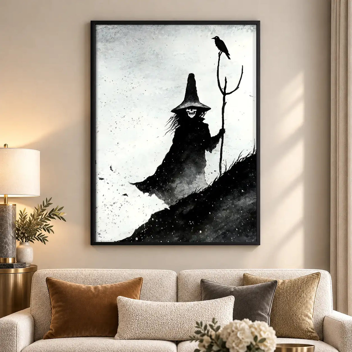 Witch and Black Cat Brush Silhouette Wall Art 5