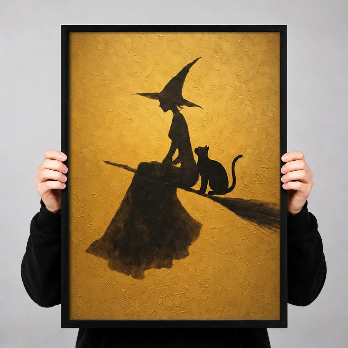 Witch and Cat Flying Silhouette Wall Art 3
