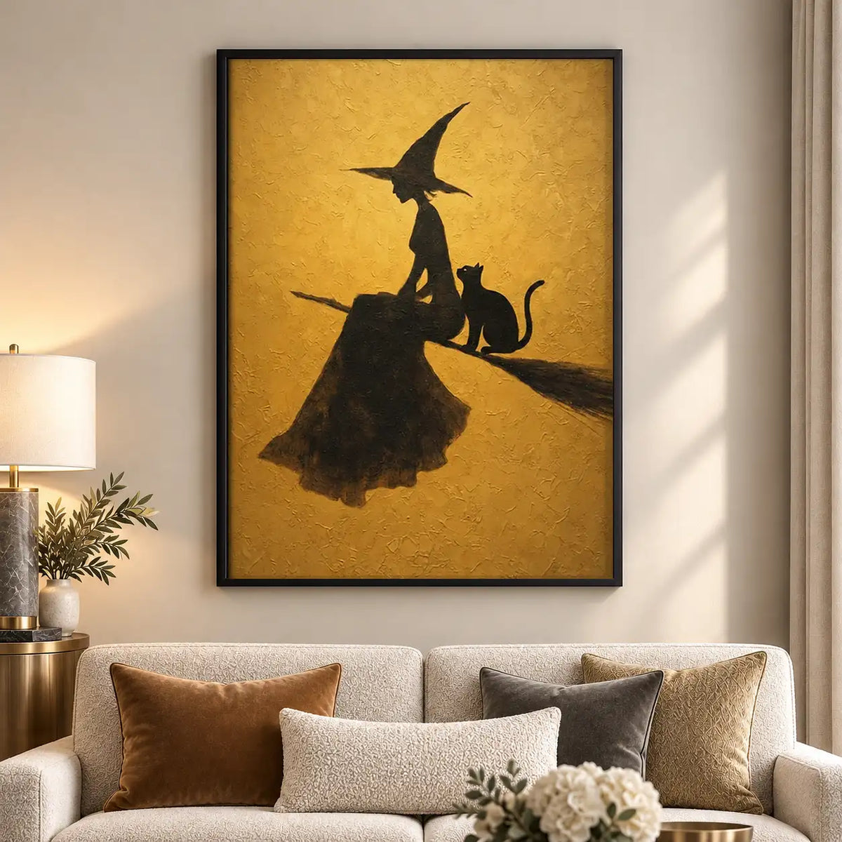 Witch and Cat Flying Silhouette Wall Art 5