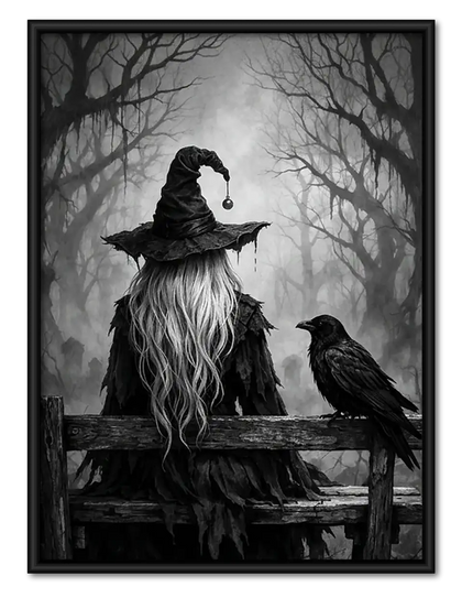 Witch and Raven on Forest Bench Wall Art