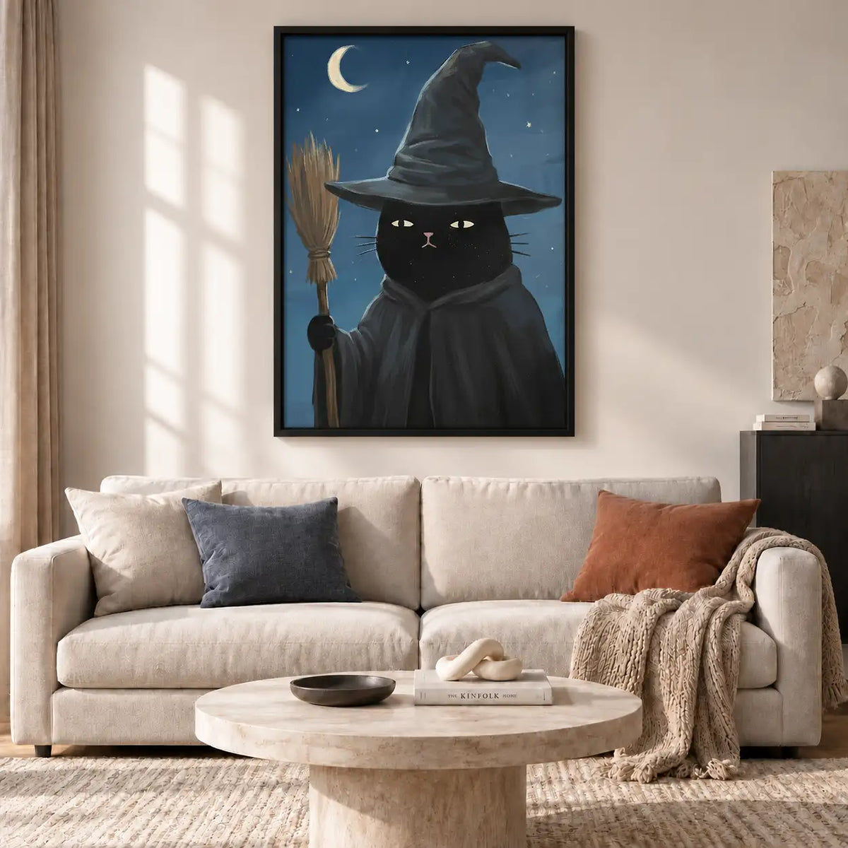 Witch Cat under Crescent Moon Wall Art 2