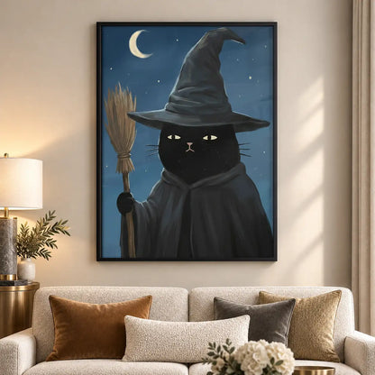 Witch Cat under Crescent Moon Wall Art 5