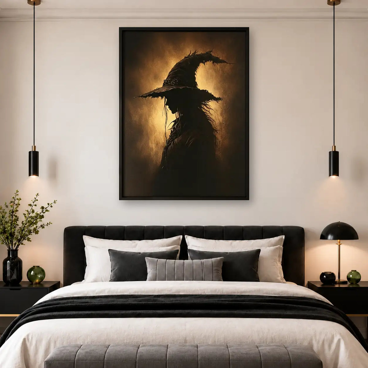 Witch Cat Wearing Pointed Hat Wall Art 4