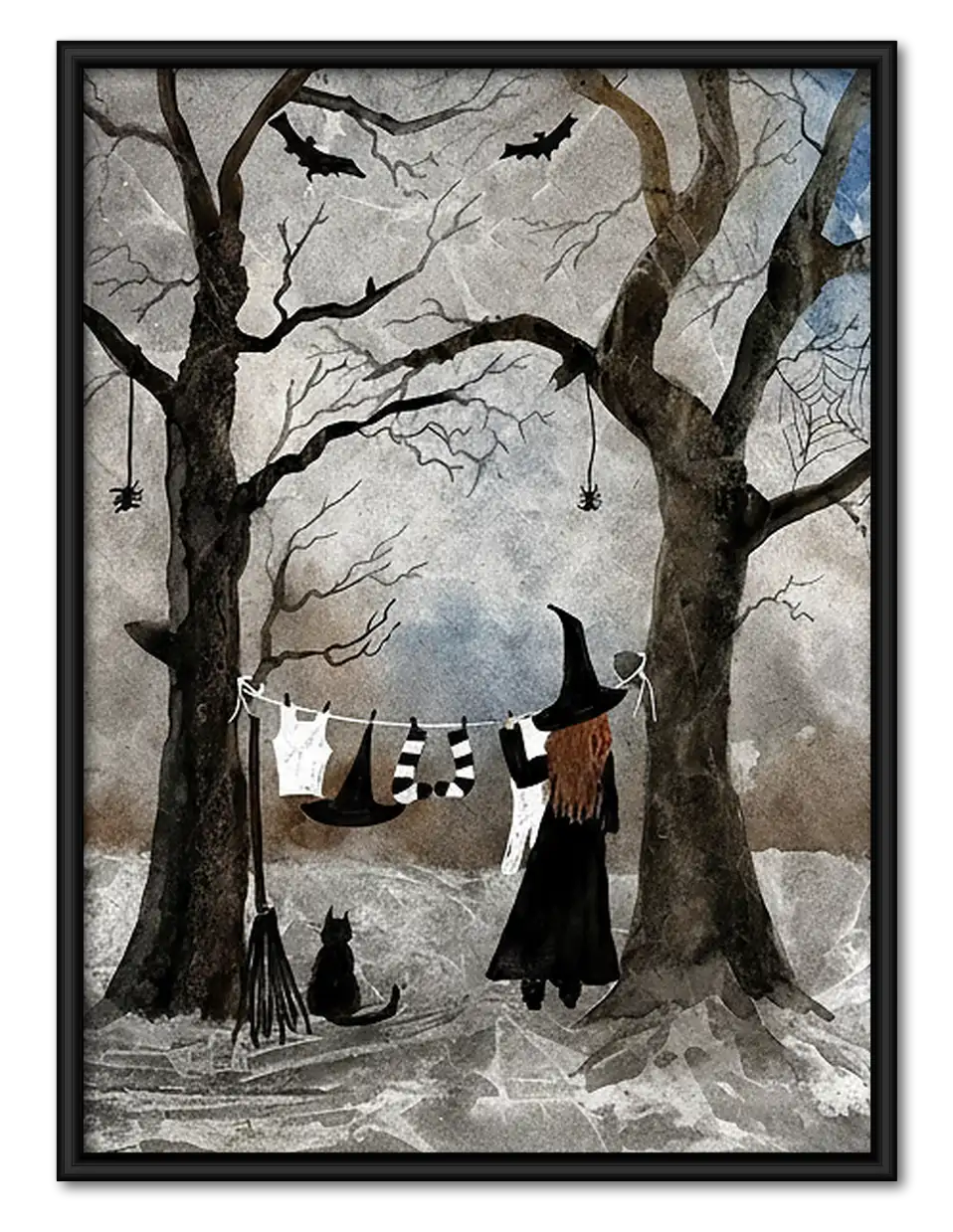 Witch Circle Ritual in Winter Forest Wall Art 1