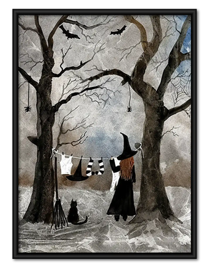Witch Circle Ritual in Winter Forest Wall Art