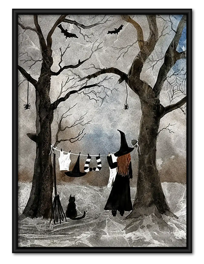 Witch Circle Ritual in Winter Forest Wall Art