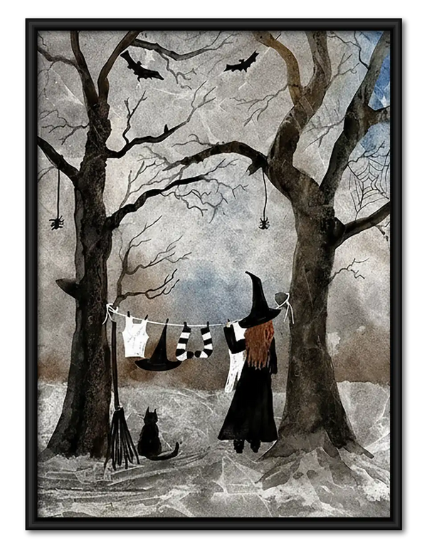 Witch Circle Ritual in Winter Forest Wall Art