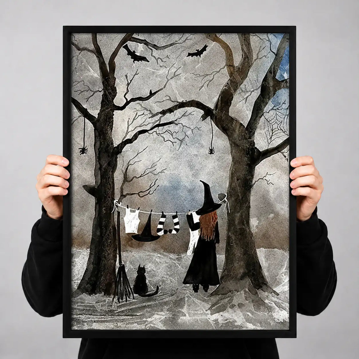 Witch Circle Ritual in Winter Forest Wall Art 3