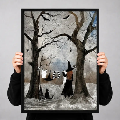 Witch Circle Ritual in Winter Forest Wall Art 3