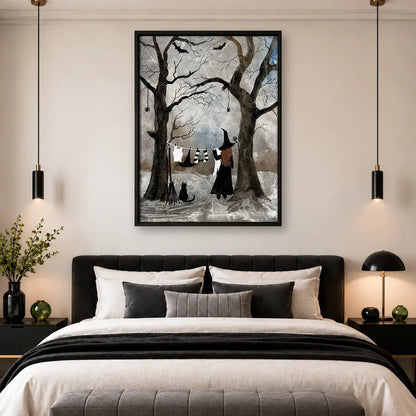 Witch Circle Ritual in Winter Forest Wall Art 4