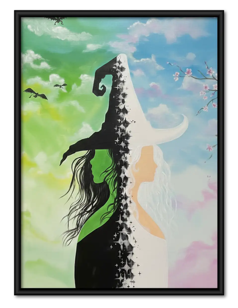 Witch Climbing a Tall Green Cliff Wall Art 1