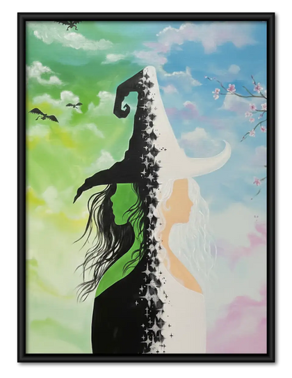 Witch Climbing a Tall Green Cliff Wall Art