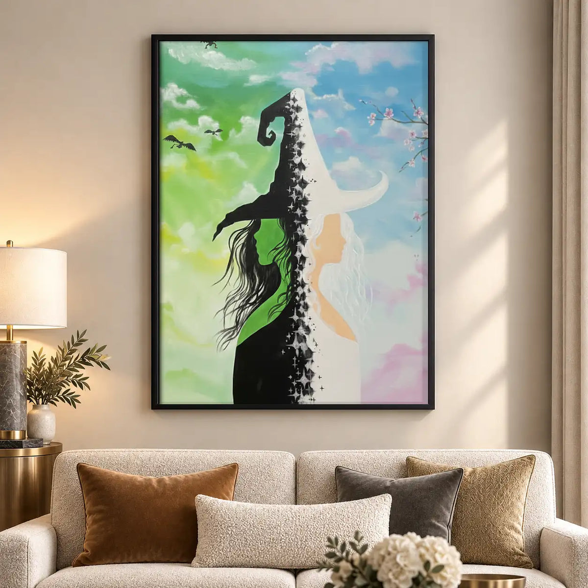 Witch Climbing a Tall Green Cliff Wall Art 5