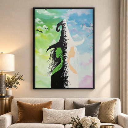Witch Climbing a Tall Green Cliff Wall Art 5