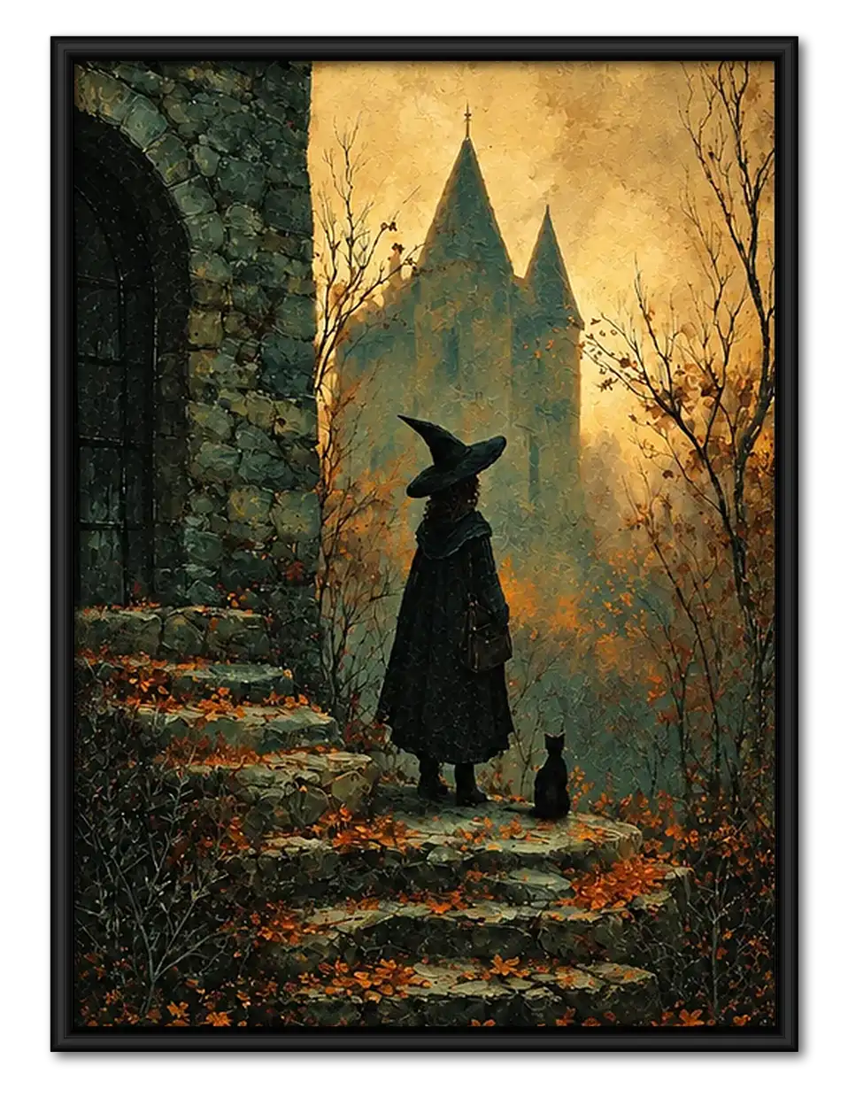 Witch Entering Ancient Forest Wall Art 1