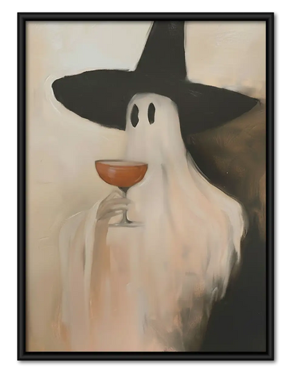 Witch Ghost Holding Orange Cocktail Wall Art