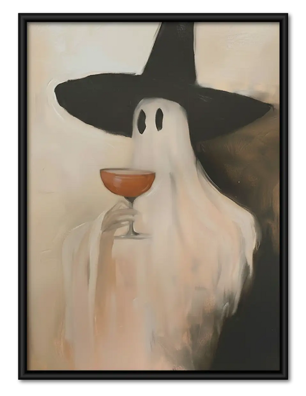Witch Ghost Holding Orange Cocktail Wall Art