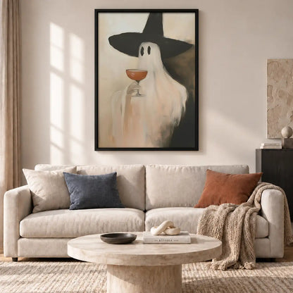 Witch Ghost Holding Orange Cocktail Wall Art 2