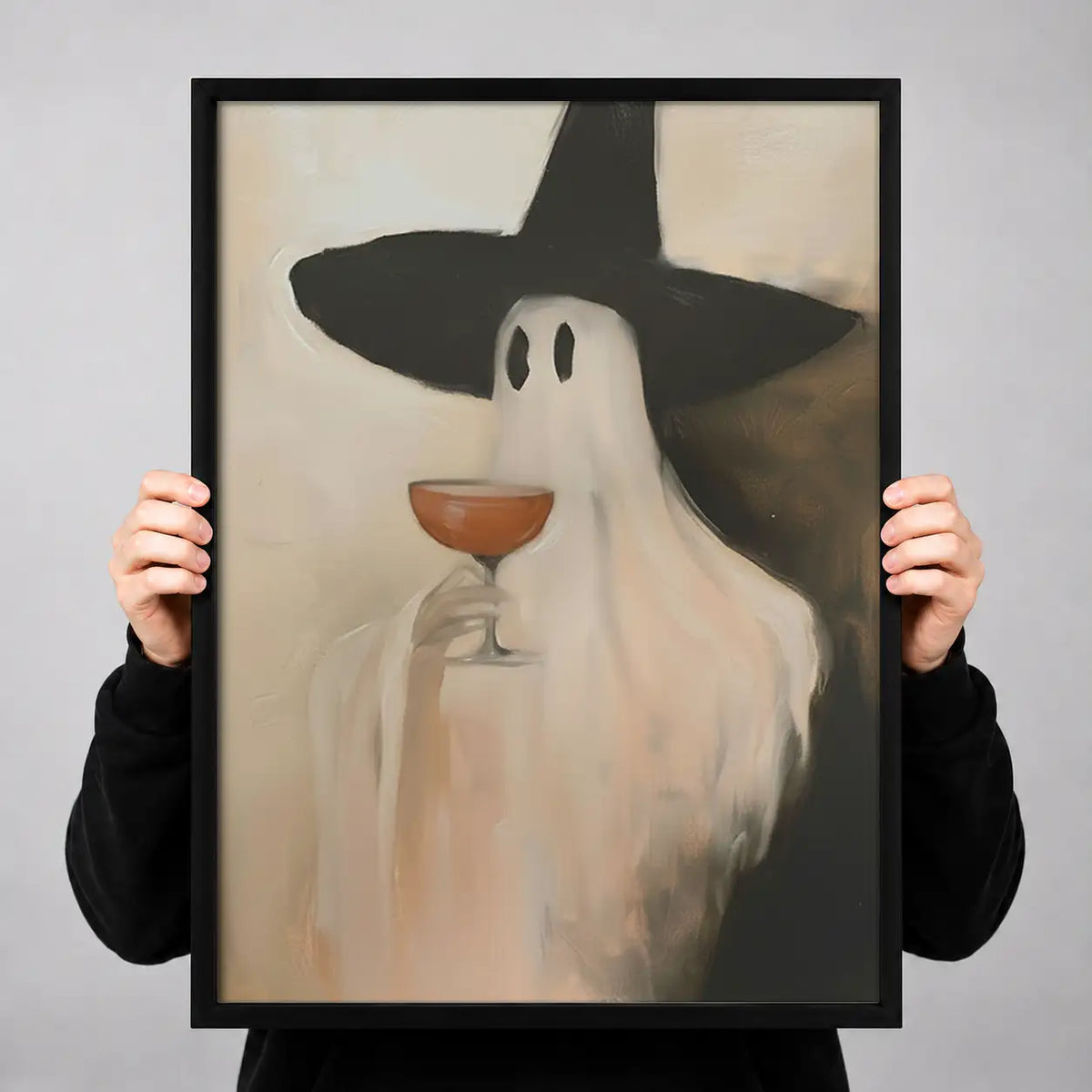 Witch Ghost Holding Orange Cocktail Wall Art 3