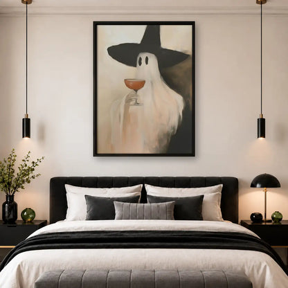 Witch Ghost Holding Orange Cocktail Wall Art 4