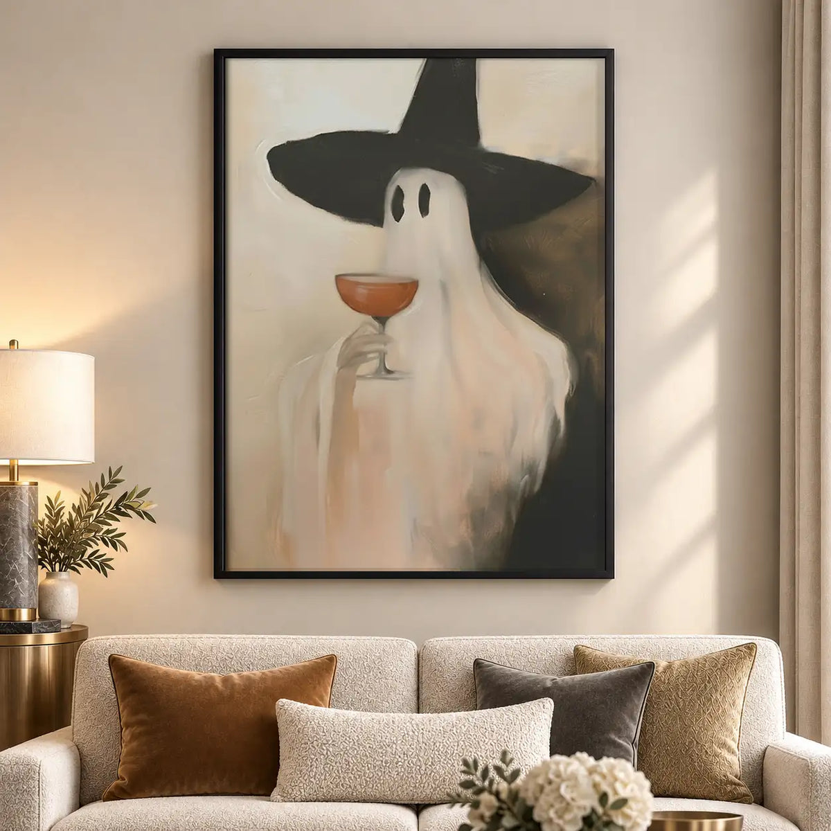 Witch Ghost Holding Orange Cocktail Wall Art 5