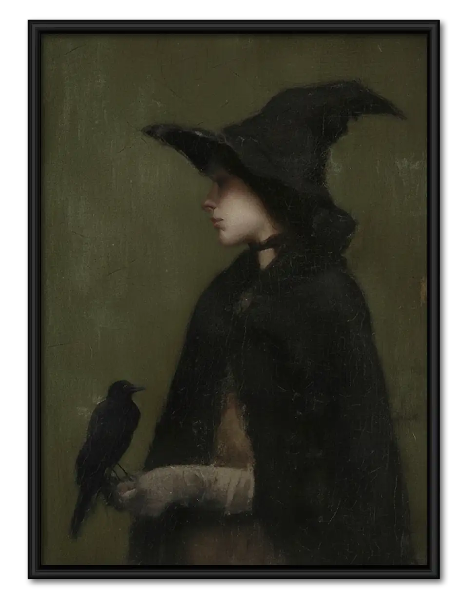 Witch Holding Black Cat Wall Art 1