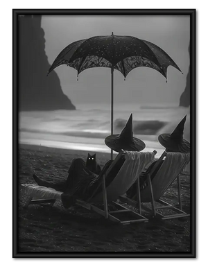 Witch Relaxing Beneath Black Umbrella Wall Art