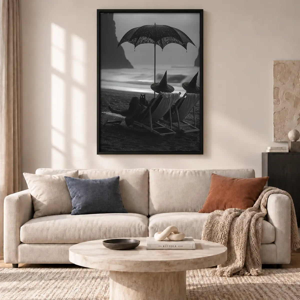 Witch Relaxing Beneath Black Umbrella Wall Art 2