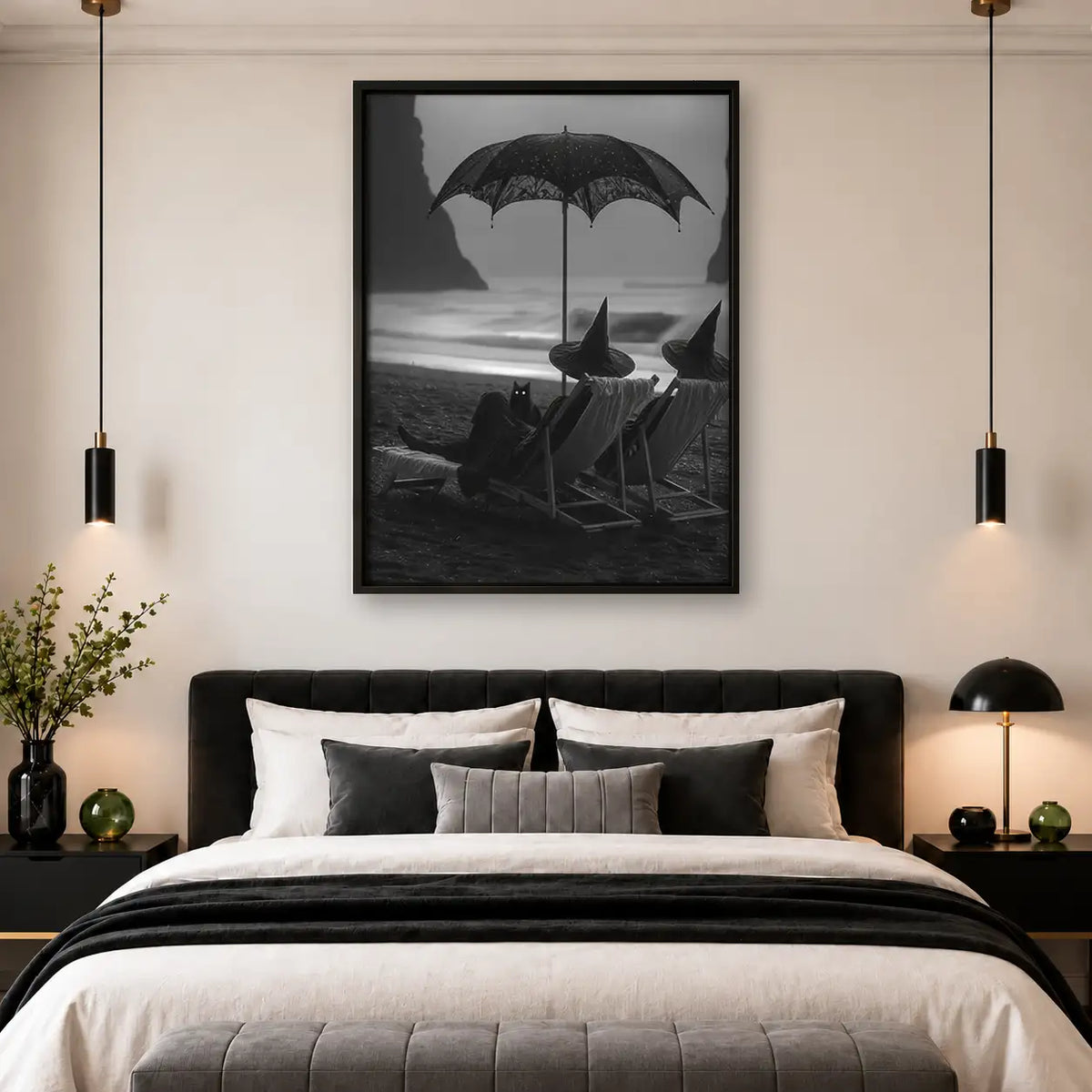 Witch Relaxing Beneath Black Umbrella Wall Art 4