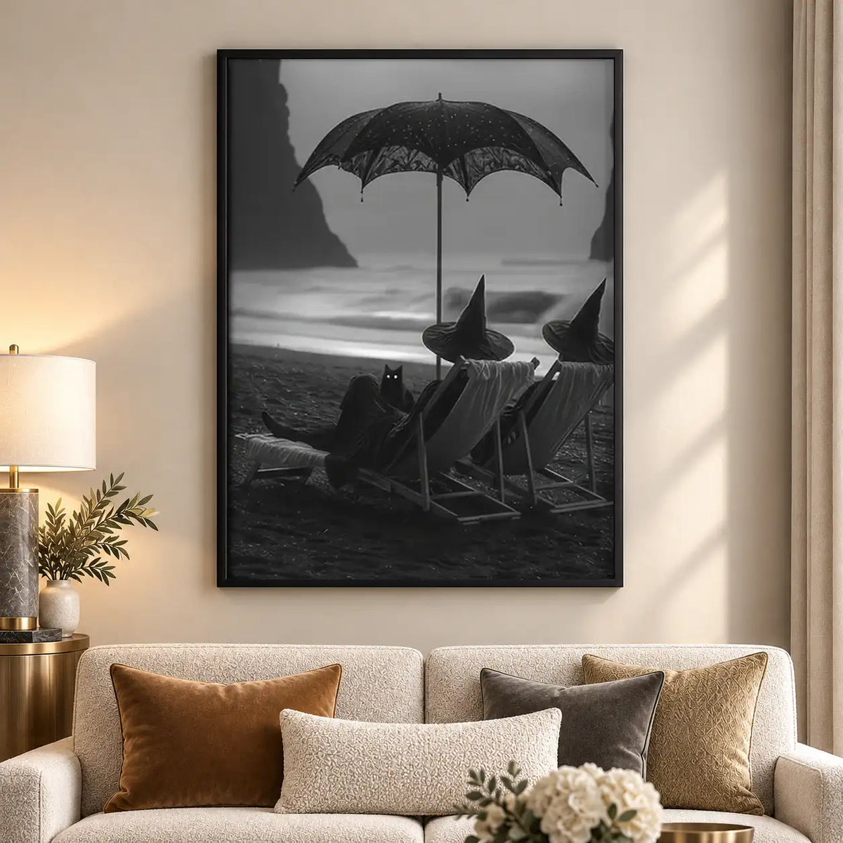 Witch Relaxing Beneath Black Umbrella Wall Art 5