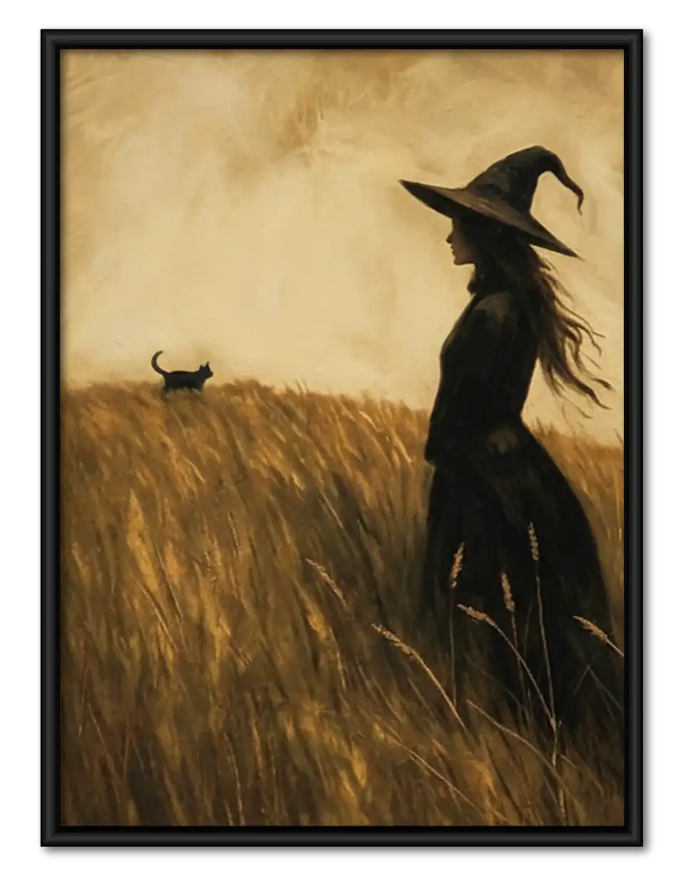 Witch Walking with Black Cat Wall Art 1