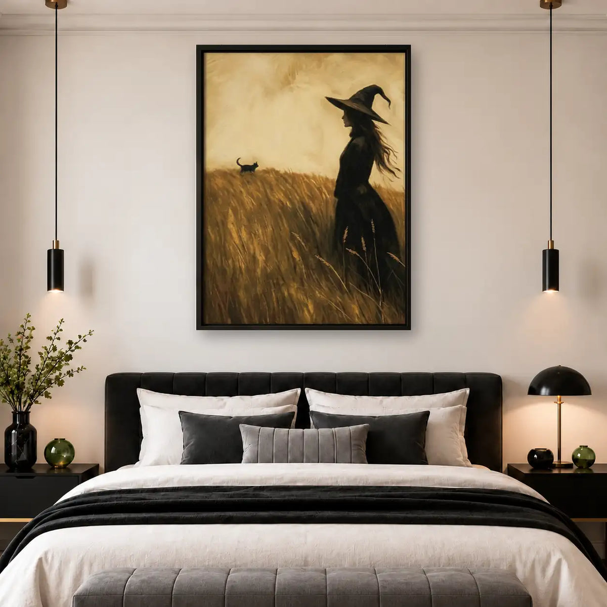 Witch Walking with Black Cat Wall Art 4